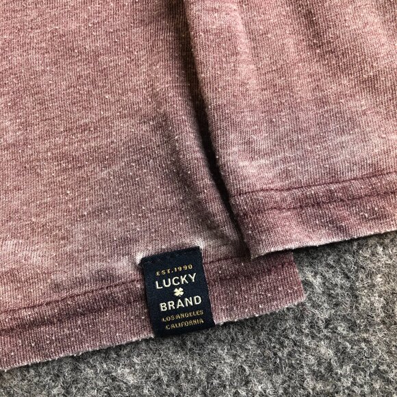 Lucky Brand Shirt Mens Small Red Wine Henley Long Sleeve Venice Burnout Baja - Picture 4 of 8